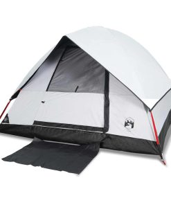 Tenda Campeggio A Cupola 2 Persone Bianca Tessuto Impermeabile