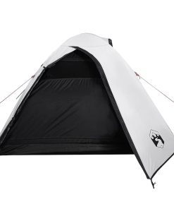 Tenda Campeggio A Cupola 3 Persone Bianca Tessuto Impermeabile