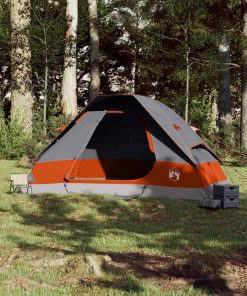 Tenda Da Campeggio A Cupola 6 Persone Grigio E Arancione