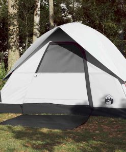 Tenda Campeggio A Cupola 3 Persone Bianca Tessuto Impermeabile