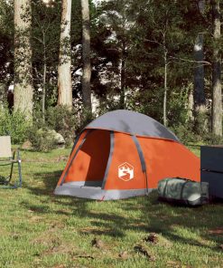 Tenda Campeggio A Cupola 1persona Grigia Arancione Impermeabile
