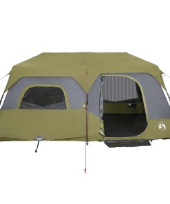 Tenda Campeggio 9 Persone Verde Rilascio Rapido Impermeabile