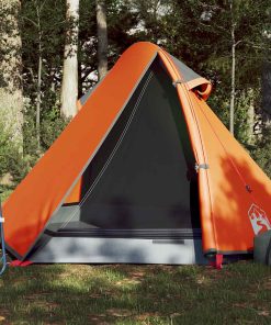 Tenda Da Campeggio A Cupola 2 Persone Grigio E Arancione