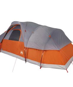 Tenda Familiare Cupola 11 Persone Grigia Arancione Impermeabile