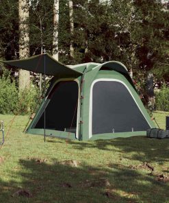 Tenda Campeggio 4 Persone Verde Rilascio Rapido Impermeabile