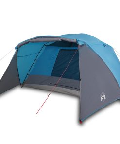 Tenda Da Campeggio Con Portico Per 4 Persone Blu Impermeabile
