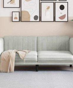 Divano A 2 Posti Grigio Chiaro In Velluto