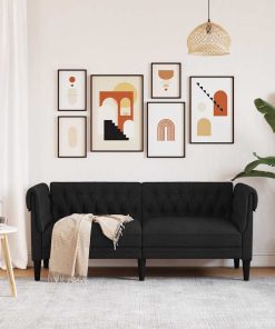 Divano Chesterfield A 2 Posti Nero In Tessuto