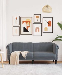 Divano A 2 Posti Grigio Scuro In Velluto