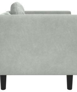 Poltrona Con Cuscino Grigio Chiaro In Velluto