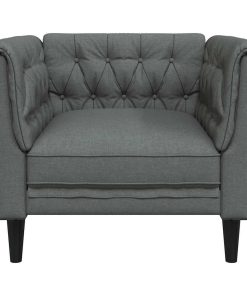 Poltrona Chesterfield Grigio Scuro In Tessuto