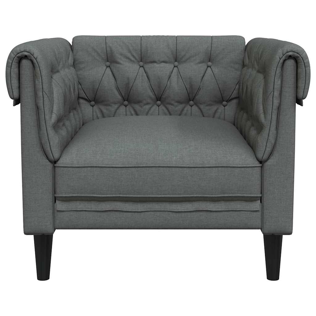 Poltrona Chesterfield Grigio Scuro In Tessuto