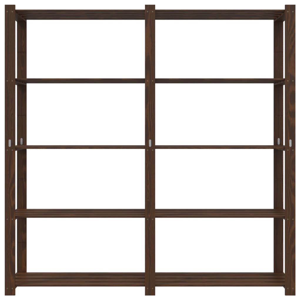 Scaffale A 5 Livelli Marrone 170x38x170 Cm In Legno Di Pino - Image 4