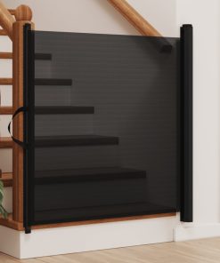 Cancelletto Retrattile Per Animali Domestici Nero 117,5x125 cm