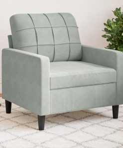 Poltrona Grigio Chiaro 60 Cm Velluto