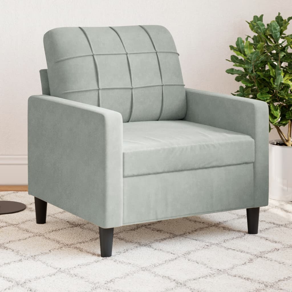 Poltrona Grigio Chiaro 60 Cm Velluto