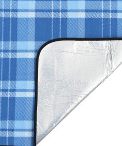 Tovaglia Da Picnic Pieghevole A Quadri Blu 200x150 Cm Velluto