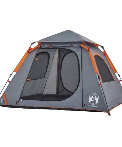 Tenda A Cupola 4 Persone Grigio E Arancione A Rilascio Rapido