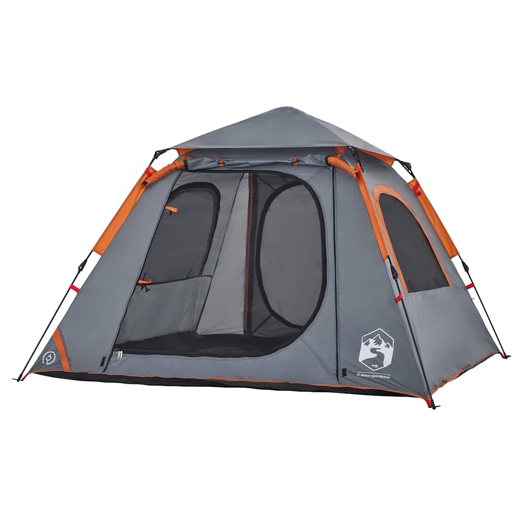 Tenda A Cupola 4 Persone Grigio E Arancione A Rilascio Rapido