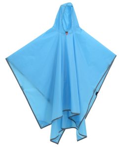 Poncho Antipioggia Con Cappuccio Design 2 In 1 Blu 223x145 cm
