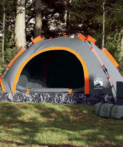 Tenda Campeggio 2 Persone Grigio E Arancione A Rilascio Rapido
