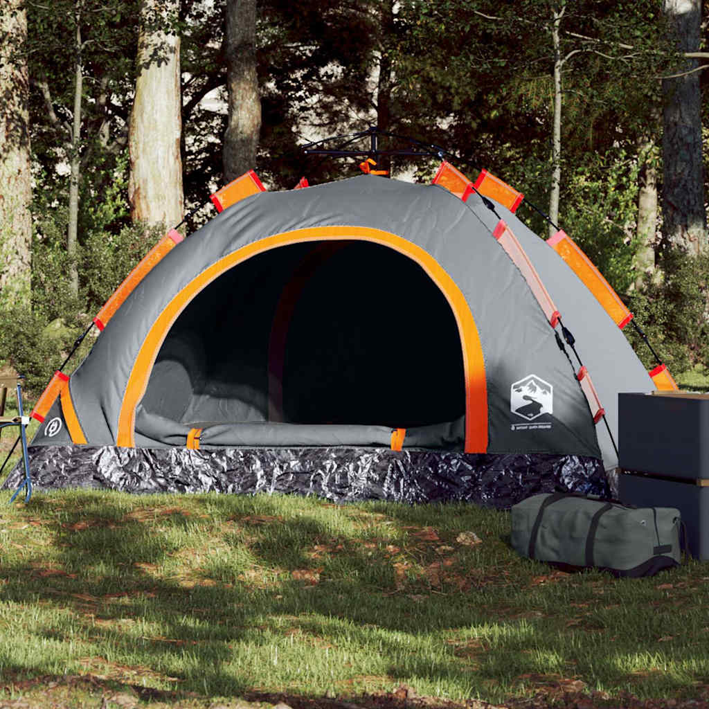 Tenda Campeggio 2 Persone Grigio E Arancione A Rilascio Rapido