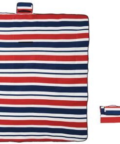 Tovaglia Picnic Pieghevole Strisce Rosse Blu 200x150 Cm Velluto