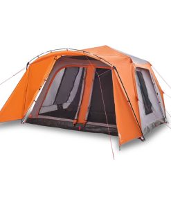 Tenda Famiglia Portico 9 Pers. Grigio Arancione Rilascio Rapido
