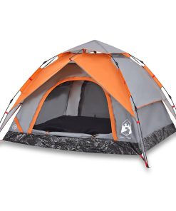 Tenda A Cupola 3 Persone Grigio E Arancione A Rilascio Rapido