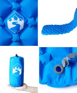 Materasso Campeggio Gonfiabile 1 Persona Blu Marino 190x58x6 cm