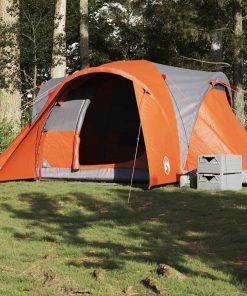 Tenda Da Campeggio A Cupola 6 Persone Grigio E Arancione