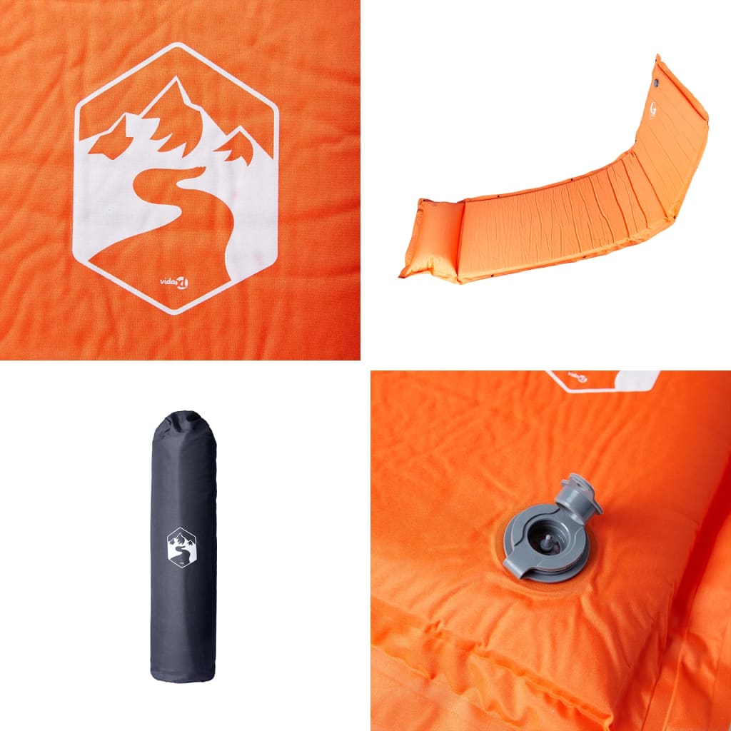 Materasso Campeggio Autogonfiabile Cuscini 1 Persona Arancio - Image 3