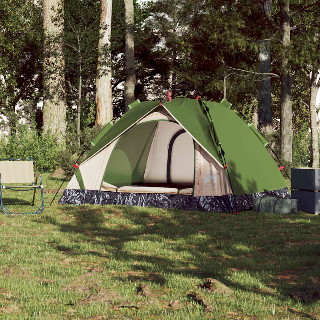 Tenda A Cupola Da Campeggio 3 Persone Verde A Rilascio Rapido