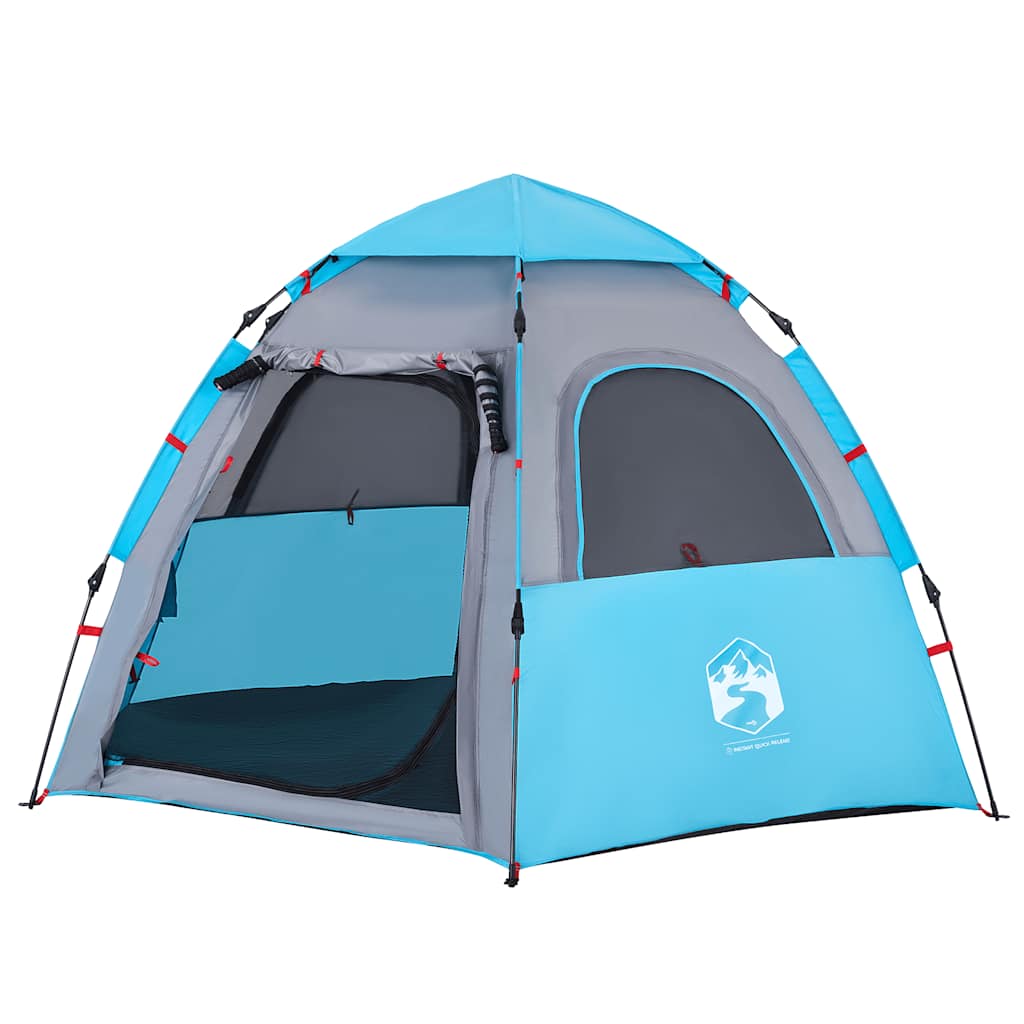 Tenda Da Campeggio Cabina 4 Persone Blu A Rilascio Rapido