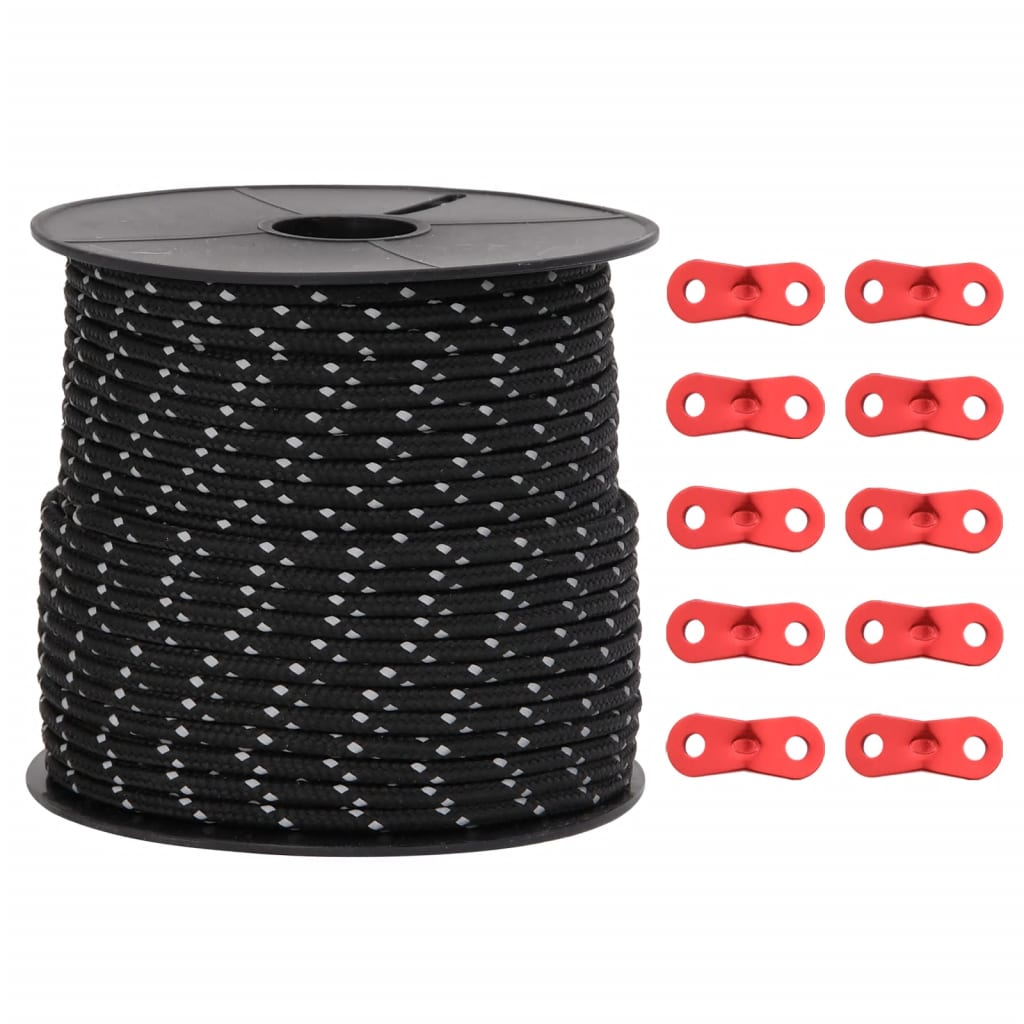 Corda Tenda Con Strisce Riflettenti E Chiavi 50 M 4 mm - Image 6