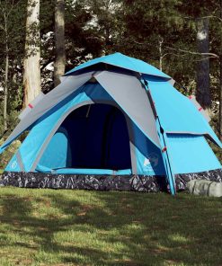 Tenda A Cupola Da Campeggio 5 Persone Blu A Rilascio Rapido