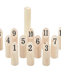Set Gioco Kubb Numerici 13pz Con Custodia Legno Massello Pino