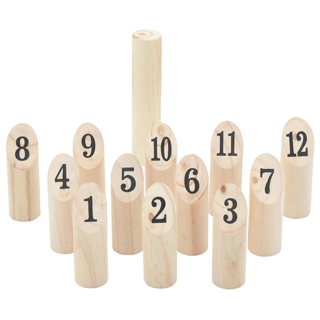 Set Gioco Kubb Numerici 13pz Con Custodia Legno Massello Pino