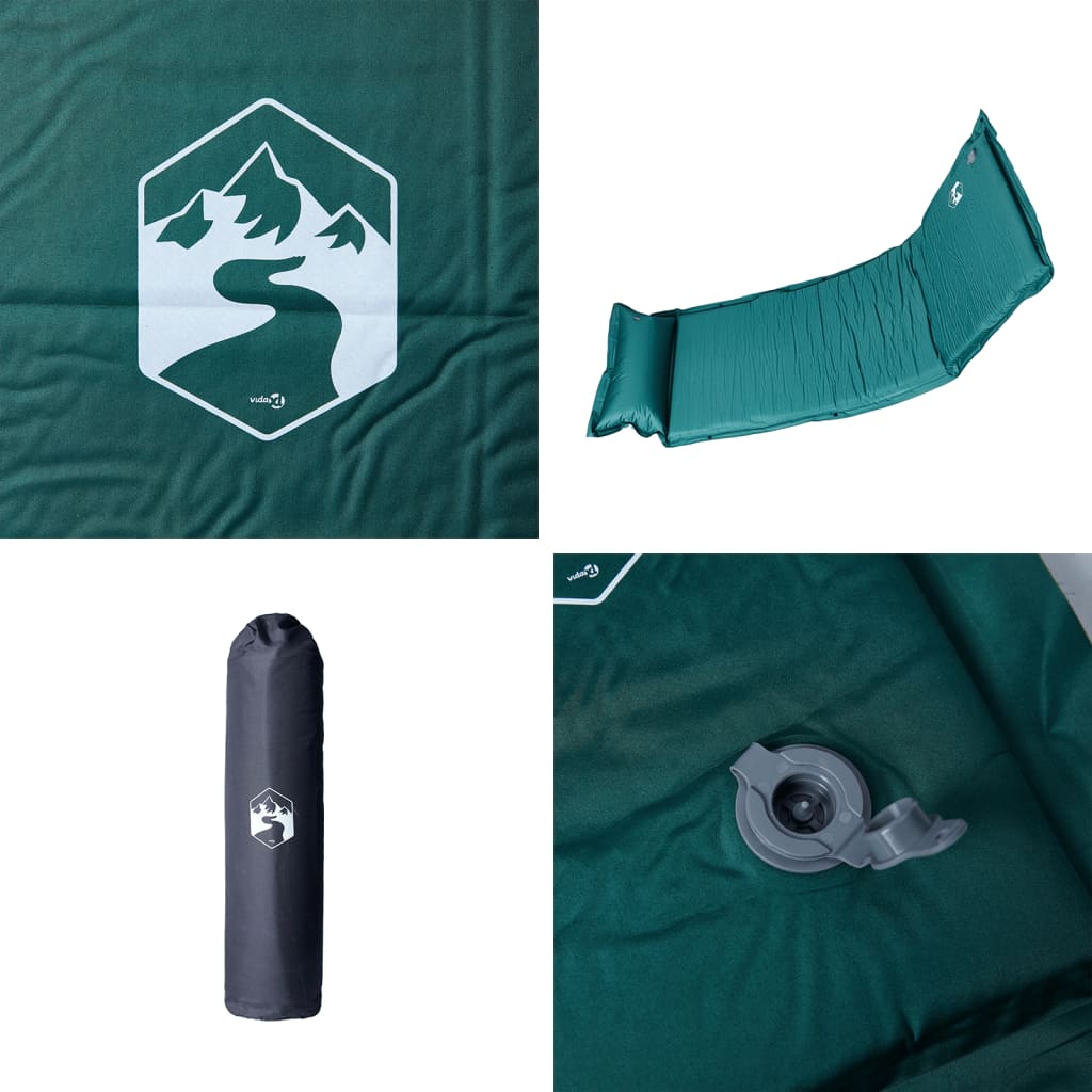 Materasso Campeggio Autogonfiabile Con Cuscini 1 Persona Verde - Image 6