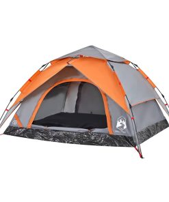 Tenda A Cupola 4 Persone Grigio E Arancione A Rilascio Rapido