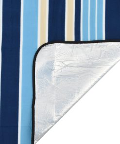 Tovaglia Picnic Pieghevole Strisce Blu E Bianco 200x200 Velluto