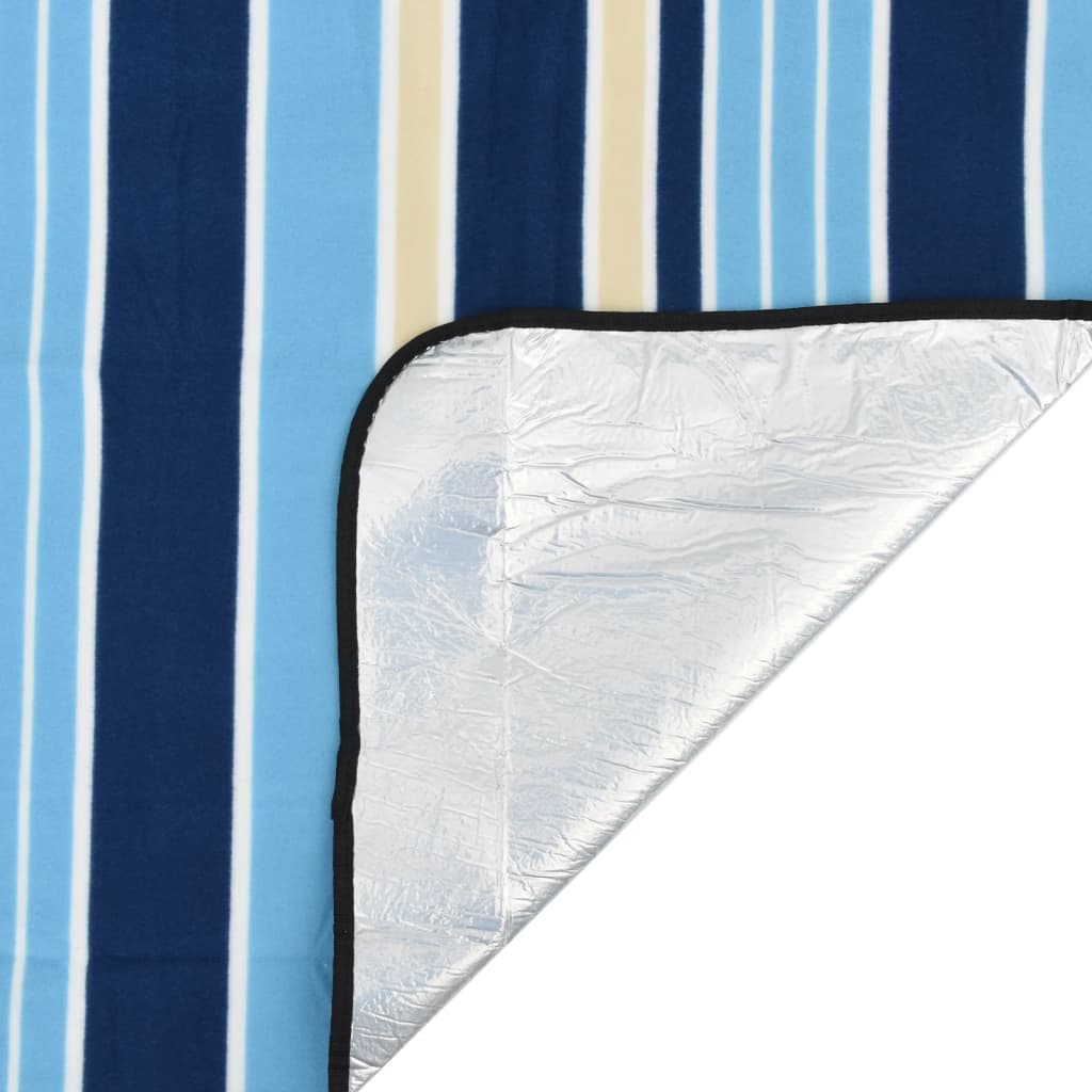 Tovaglia Picnic Pieghevole Strisce Blu E Bianco 200x200 Velluto