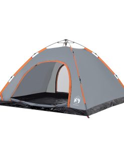 Tenda Campeggio 5 Persone Grigio E Arancione A Rilascio Rapido