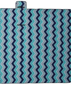 Tovaglia Da Picnic Pieghevole A Onde Blu 200x200 Cm In Velluto