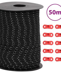 Corda Tenda Con Strisce Riflettenti E Chiavi 50 M 3 mm