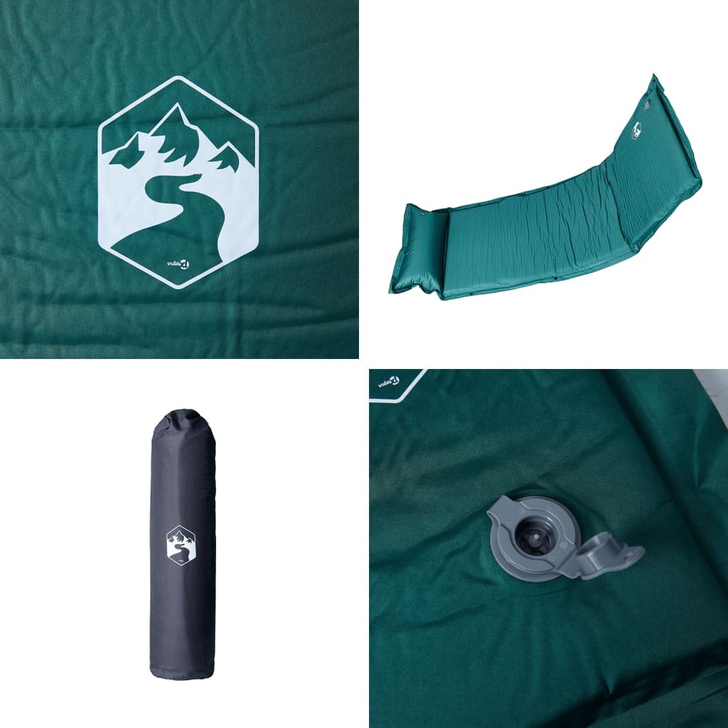 Materasso Campeggio Autogonfiabile Con Cuscini 1 Persona Verde - Image 3