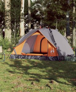 Tenda A Cupola 3 Persone Grigio E Arancione A Rilascio Rapido