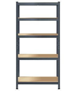 Mensola Portaoggetti 5 Strati Antracite In Acciaio E Legno