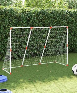 Porte Calcio Bambini Con Palloni 2 In 1 Bianche 184x64x124 cm