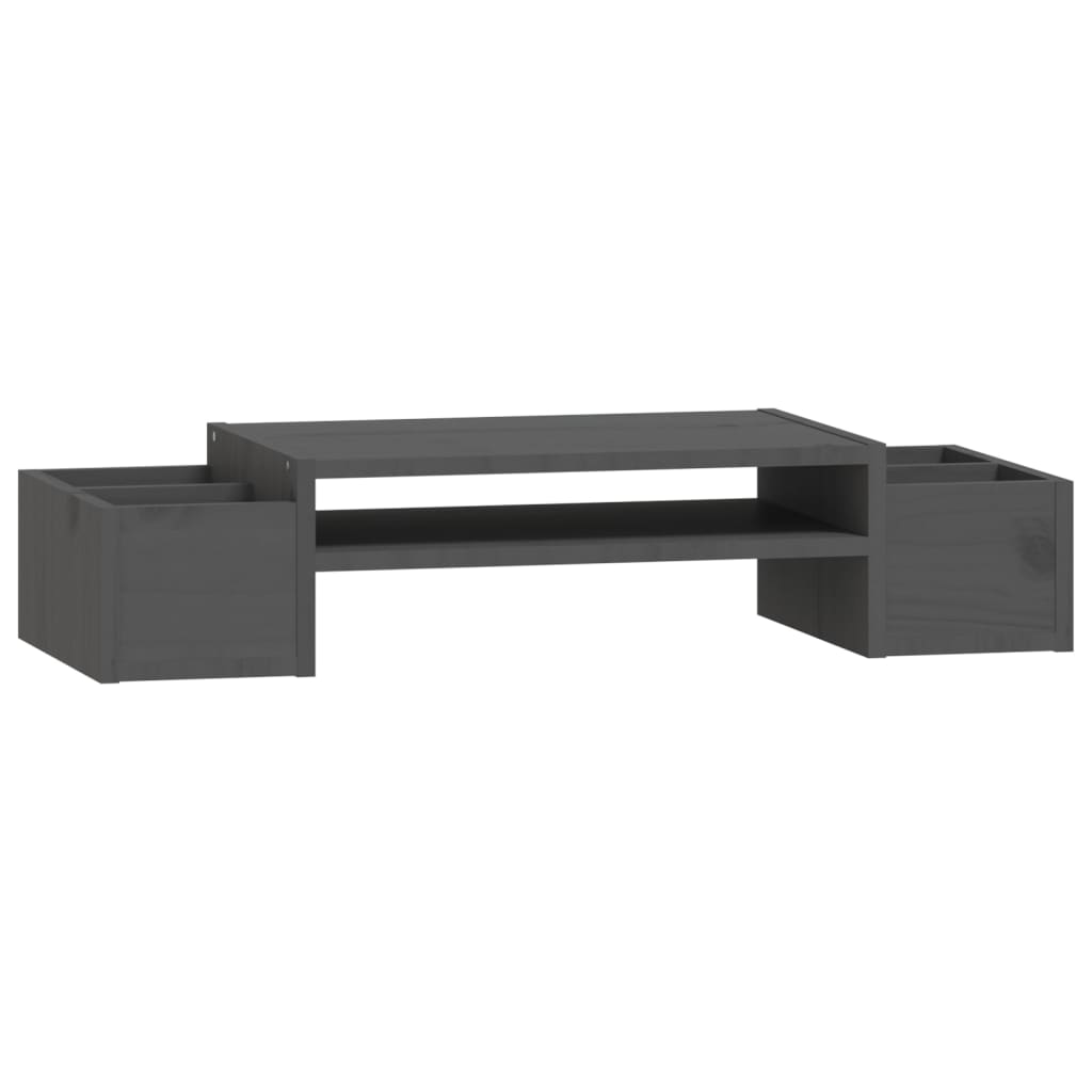 Supporto Per Monitor Grigio 70x27,5x15cm Legno Massello Di Pino
